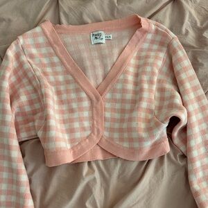 Princess Polly Pink Checkered Cardigan